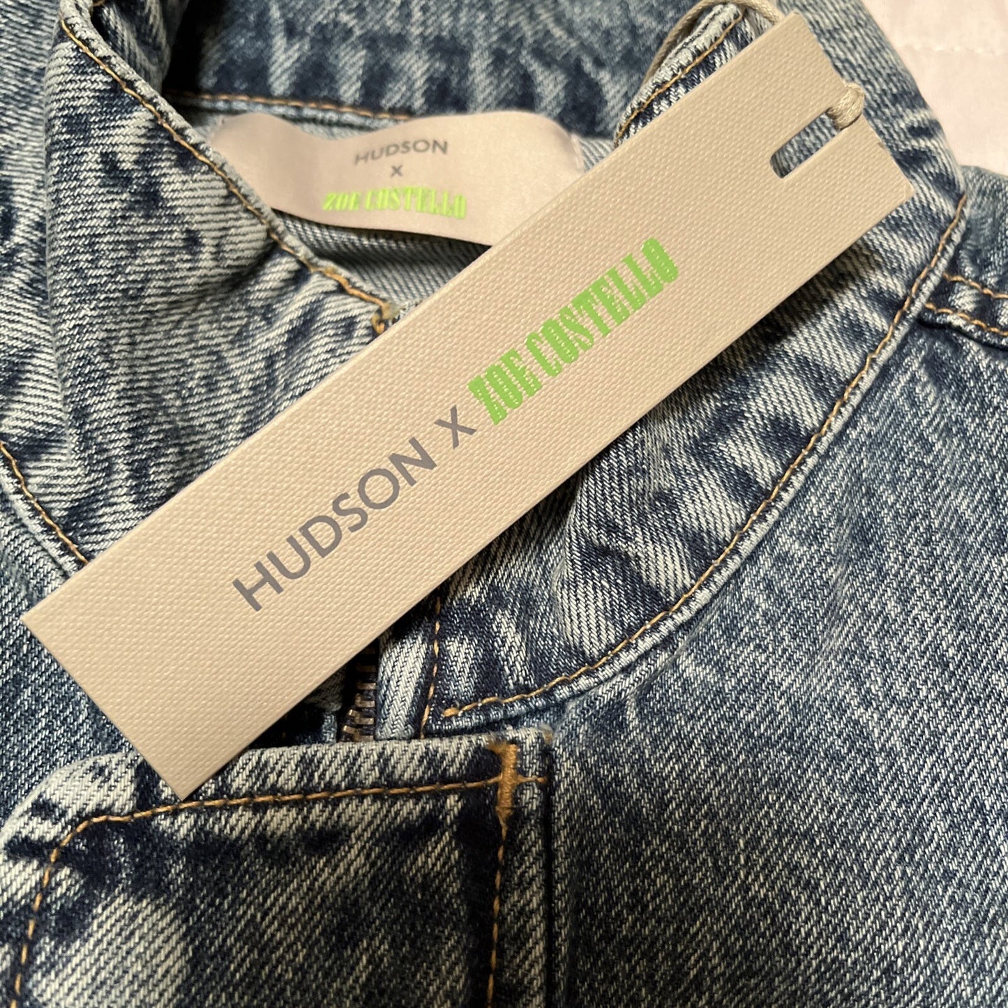 NWT $550 HUDSON x ZOE COSTELLO THE COMBAT UTILITY TRUCKER Denim Jacket S